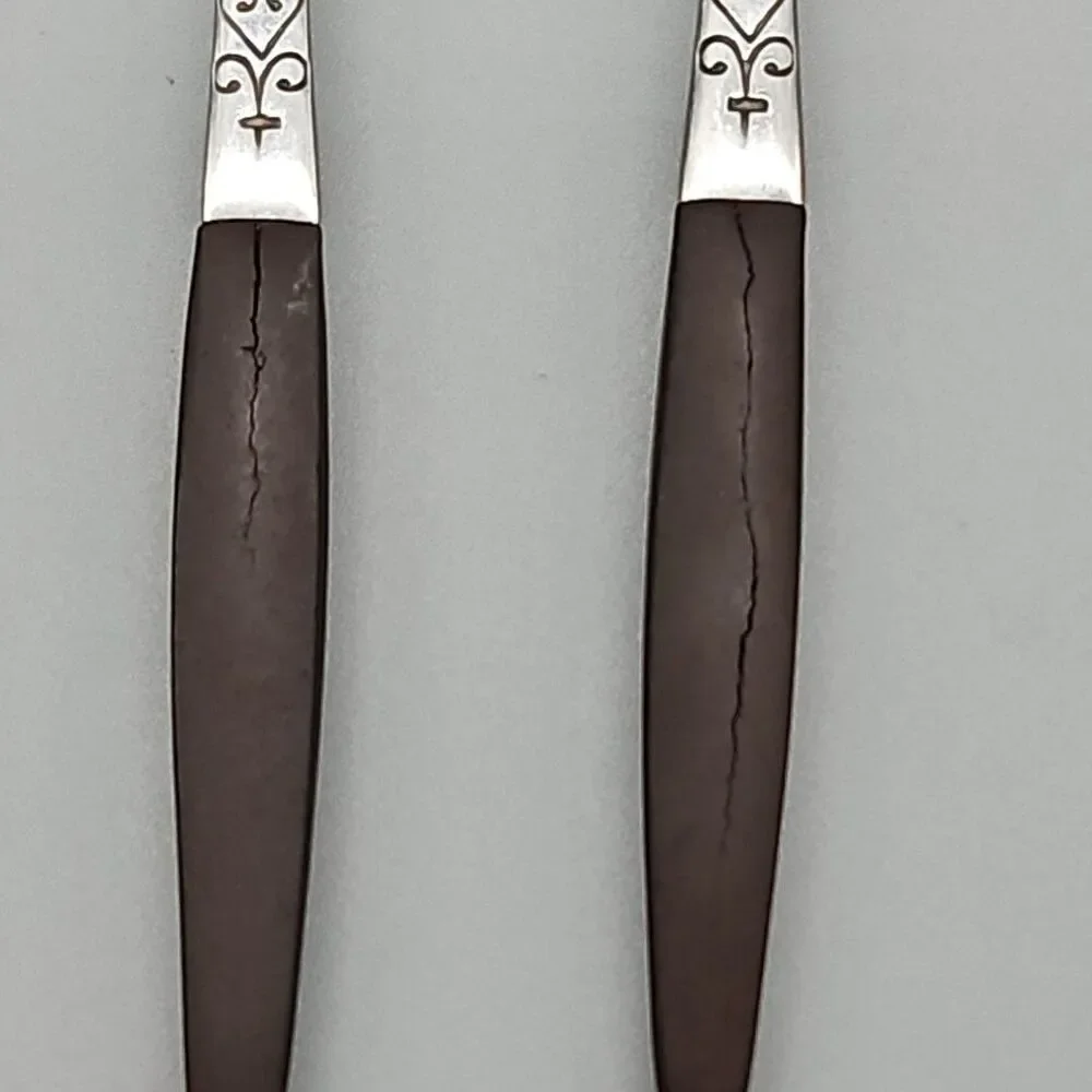 Interpur Salad Forks Brown Wood-Tone Handle Stainless Japan Flatware Set/2